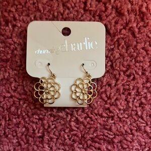 NWT Charming Charlie Gold Floral Earrings